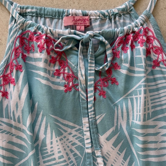 Haven Girl 2pc set  Llama Graphic Tank & Tropical embroidered top sz 7 - Picture 9 of 15
